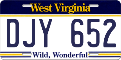 WV license plate DJY652