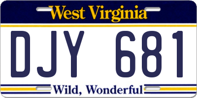 WV license plate DJY681