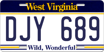 WV license plate DJY689