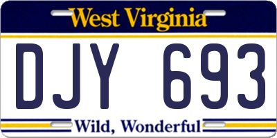 WV license plate DJY693