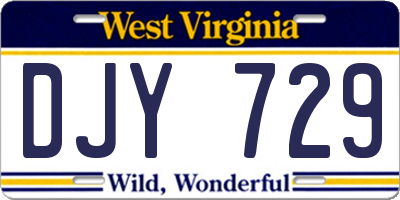 WV license plate DJY729