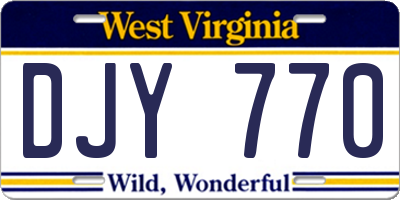 WV license plate DJY770