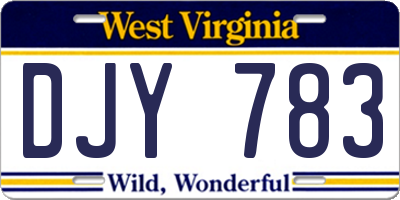WV license plate DJY783