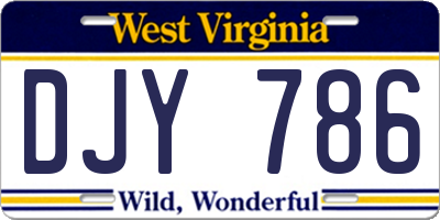 WV license plate DJY786