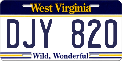 WV license plate DJY820