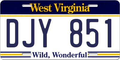 WV license plate DJY851