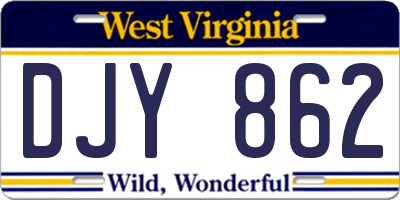 WV license plate DJY862