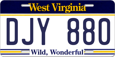 WV license plate DJY880
