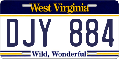 WV license plate DJY884