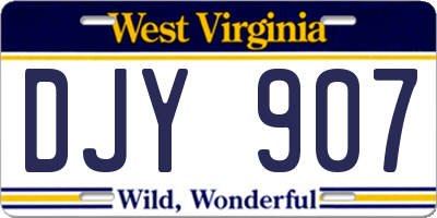 WV license plate DJY907
