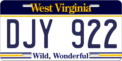 WV license plate DJY922