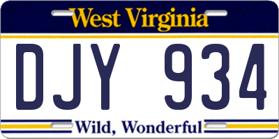 WV license plate DJY934