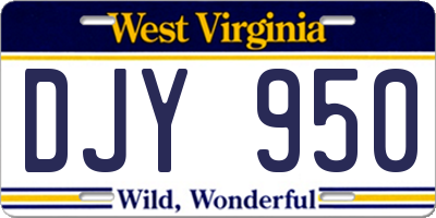 WV license plate DJY950