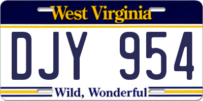 WV license plate DJY954