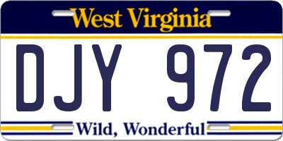WV license plate DJY972