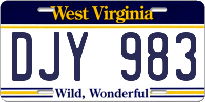WV license plate DJY983
