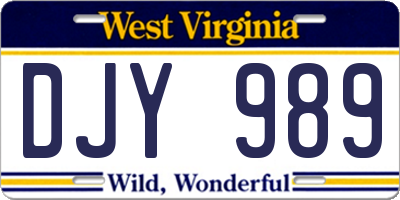 WV license plate DJY989