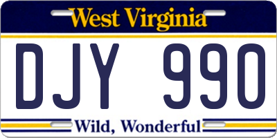 WV license plate DJY990