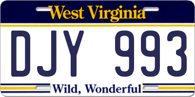 WV license plate DJY993