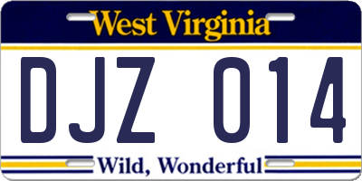 WV license plate DJZ014