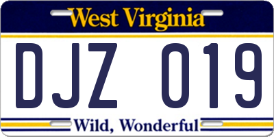 WV license plate DJZ019