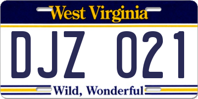 WV license plate DJZ021