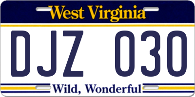 WV license plate DJZ030