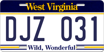 WV license plate DJZ031