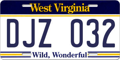 WV license plate DJZ032