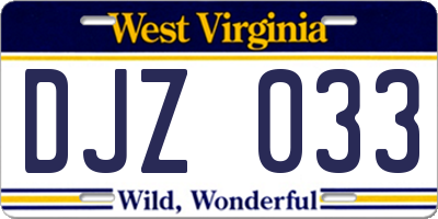 WV license plate DJZ033
