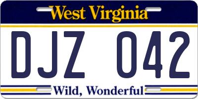 WV license plate DJZ042
