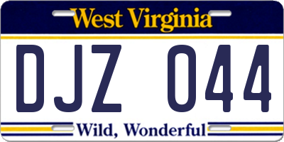 WV license plate DJZ044
