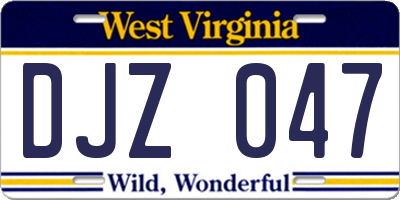 WV license plate DJZ047