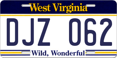 WV license plate DJZ062