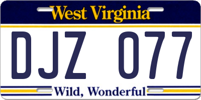WV license plate DJZ077