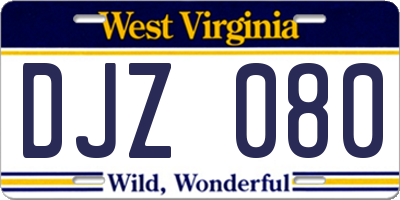 WV license plate DJZ080
