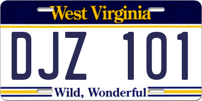 WV license plate DJZ101