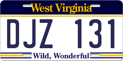WV license plate DJZ131