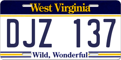 WV license plate DJZ137