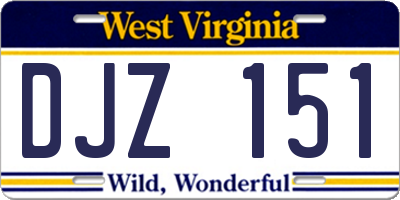 WV license plate DJZ151