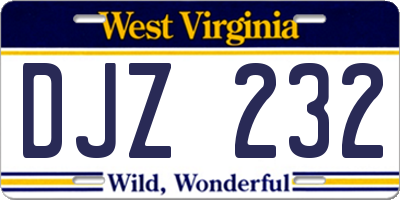 WV license plate DJZ232