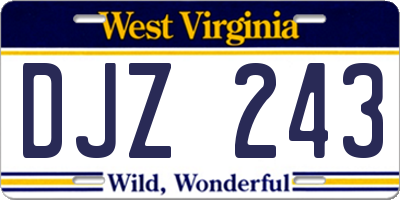 WV license plate DJZ243
