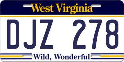 WV license plate DJZ278