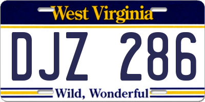 WV license plate DJZ286