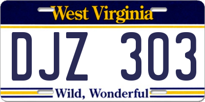 WV license plate DJZ303