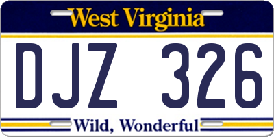 WV license plate DJZ326