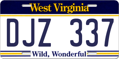 WV license plate DJZ337