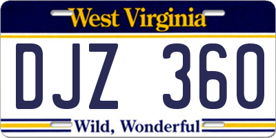 WV license plate DJZ360