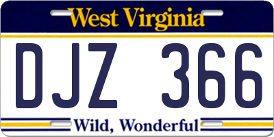WV license plate DJZ366