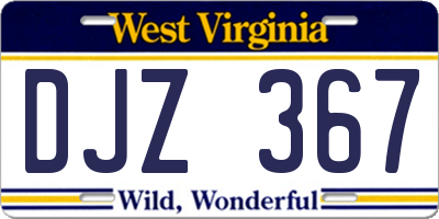 WV license plate DJZ367